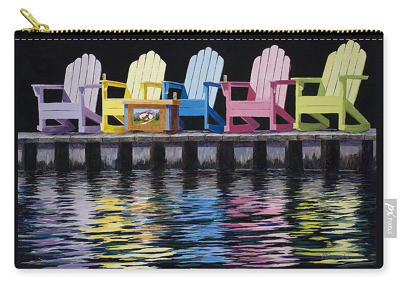 Adirondack Chair Zip Pouch featuring the painting Sol by Mary Giacomini