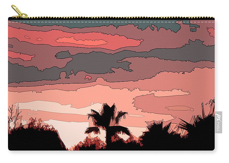 Abstract Zip Pouch featuring the digital art Solana Beach Sunset 1 by Kirt Tisdale