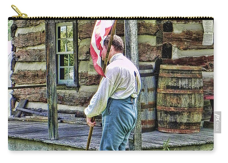 Soldier Zip Pouch featuring the photograph Soldier at Bedford Village PA by Kathy Churchman