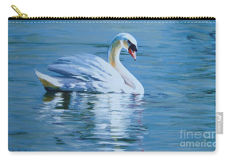 Trumpet Swan Zip Pouch featuring the painting Solitary Swan by Susan Duda