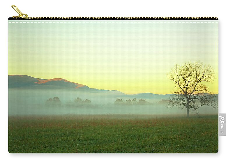 Scenics Zip Pouch featuring the photograph Solitary Tree In The Fog, Great Smoky by Moreiso