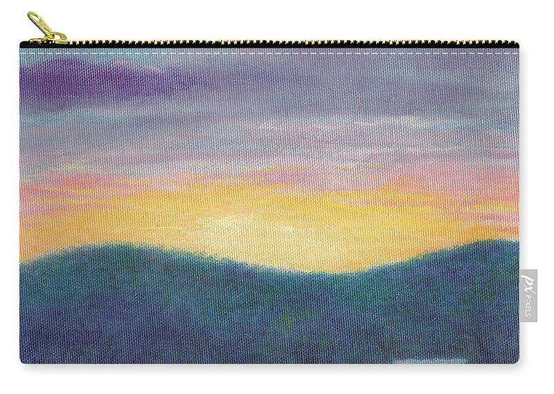 Impressionism Zip Pouch featuring the painting Blue Yellow nocturne solitary landscape by Judith Cheng