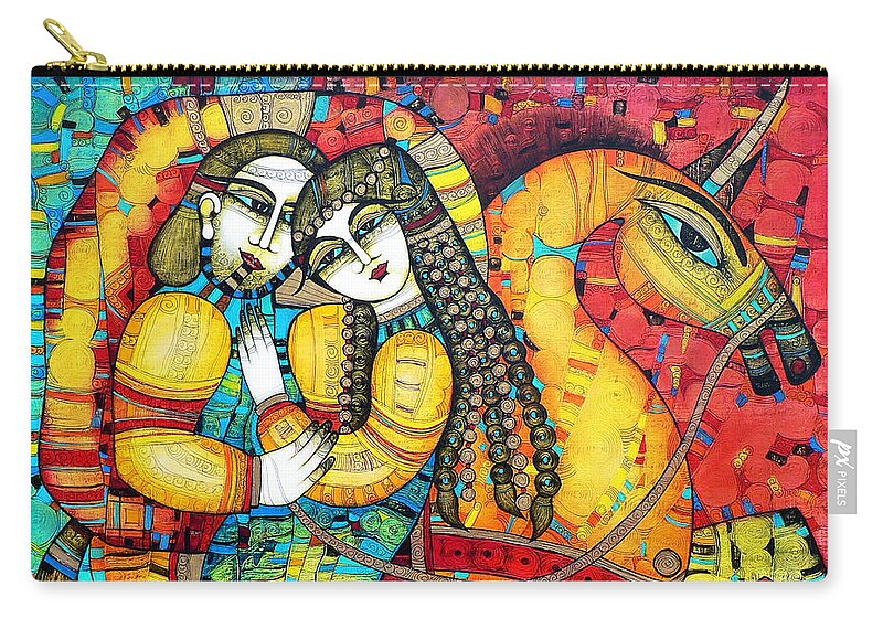 Albena Zip Pouch featuring the painting SONATA for two and unicorn by Albena Vatcheva