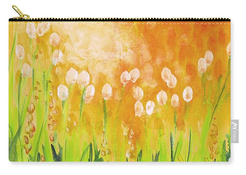 Lilies Zip Pouch featuring the painting SonBreak by Holly Carmichael