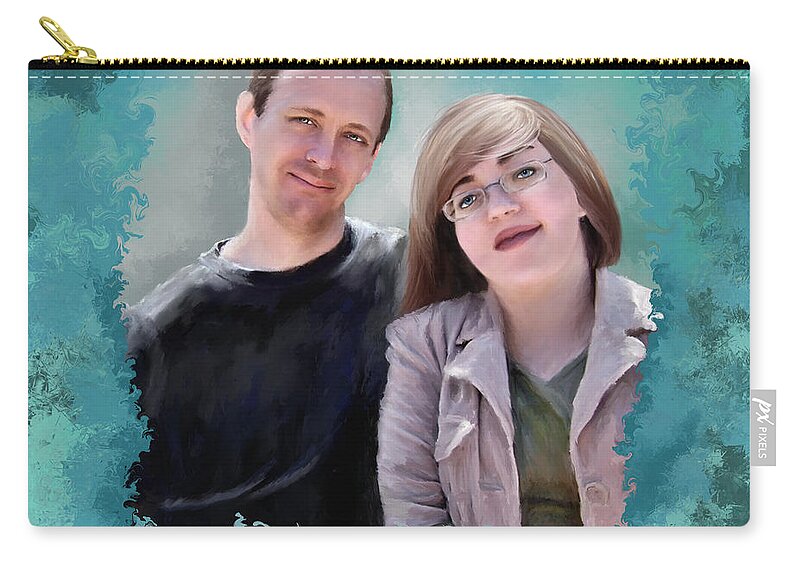 Portrait Zip Pouch featuring the painting Soon to be Mr and Mrs Jackson by Susan Kinney