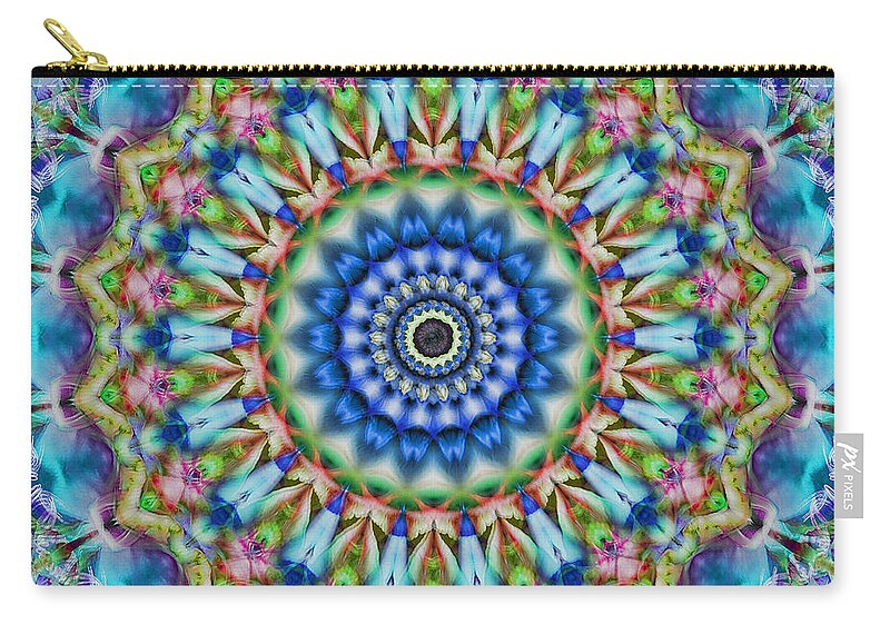 Cindi Ressler Zip Pouch featuring the photograph Soothing Blues Mandala by Cindi Ressler