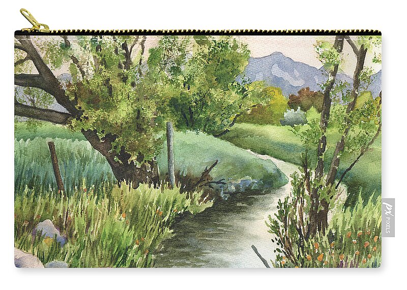 Landscape Painting Zip Pouch featuring the painting South Boulder Creek by Anne Gifford