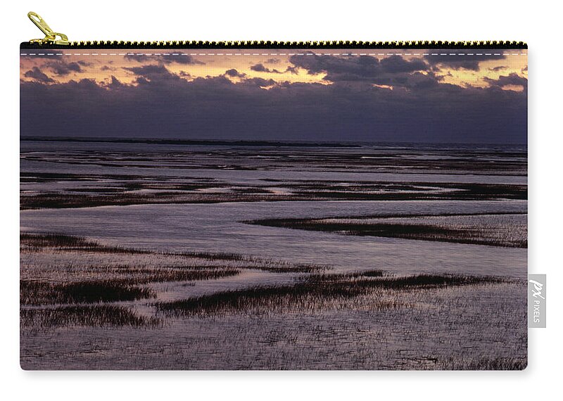 North Inlet Zip Pouch featuring the photograph South Carolina Marsh At Sunrise by Larry Cameron