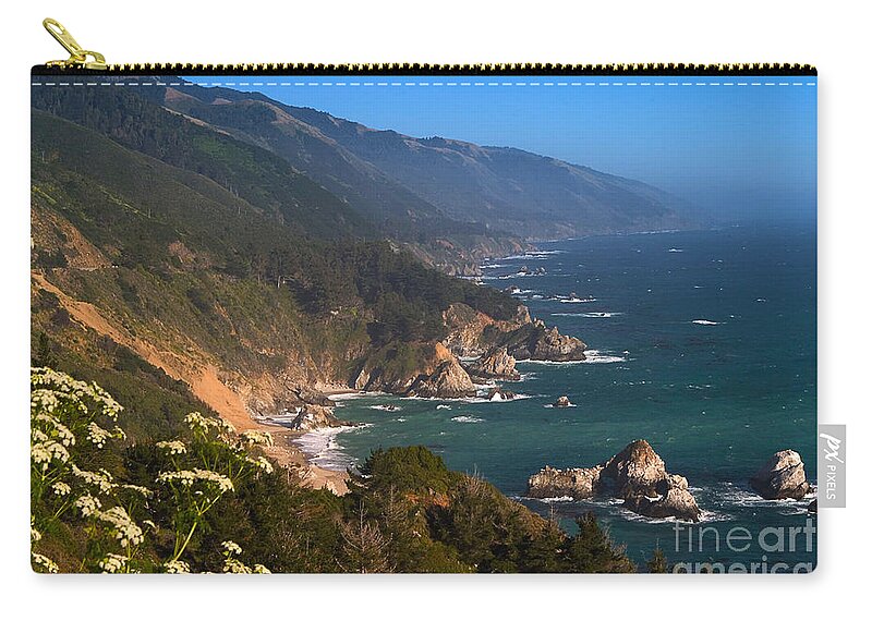Big Sur Zip Pouch featuring the photograph South Coast View in Big Sur by Charlene Mitchell