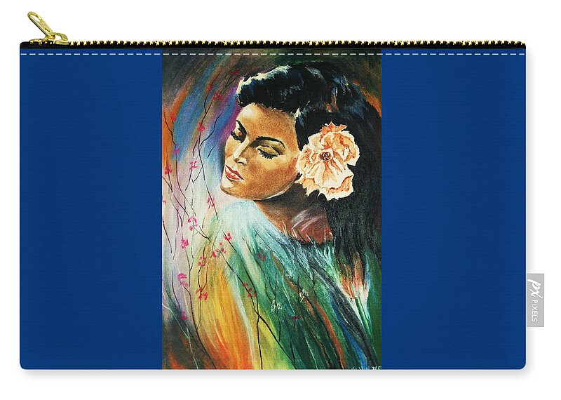Portraits Zip Pouch featuring the painting South Sea Flower by Al Brown
