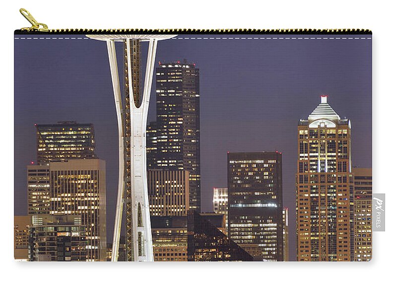 Outdoors Zip Pouch featuring the photograph Space Needle Of Seattle by Wei Fang