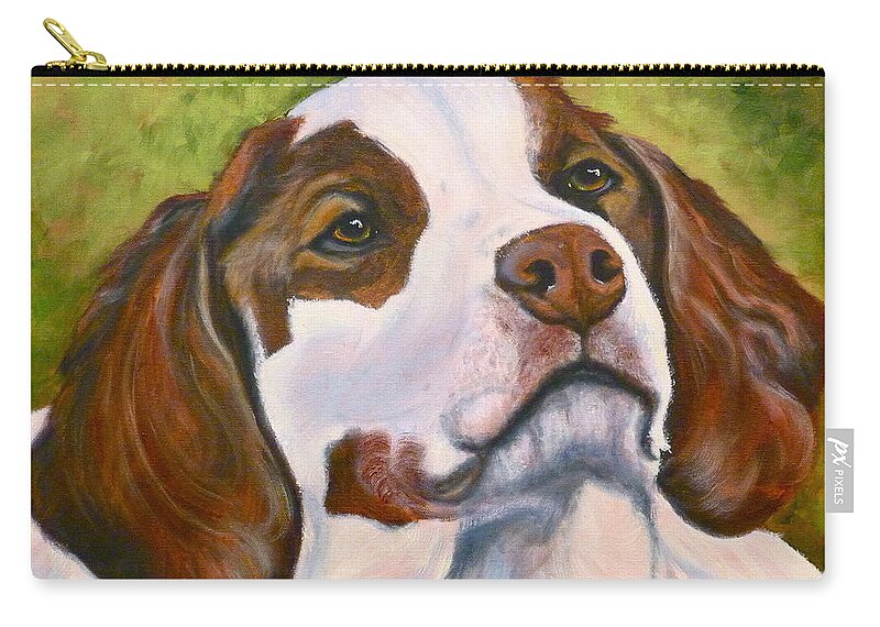 Spaniel Zip Pouch featuring the painting Spaniel Soul by Susan A Becker