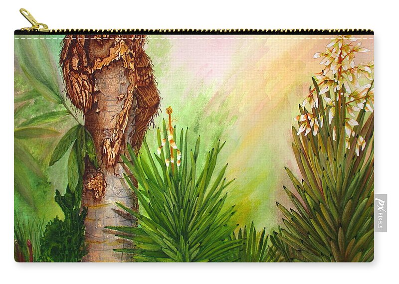 Painting Zip Pouch featuring the painting Spanish Bayonets With Palm by Ashley Goforth