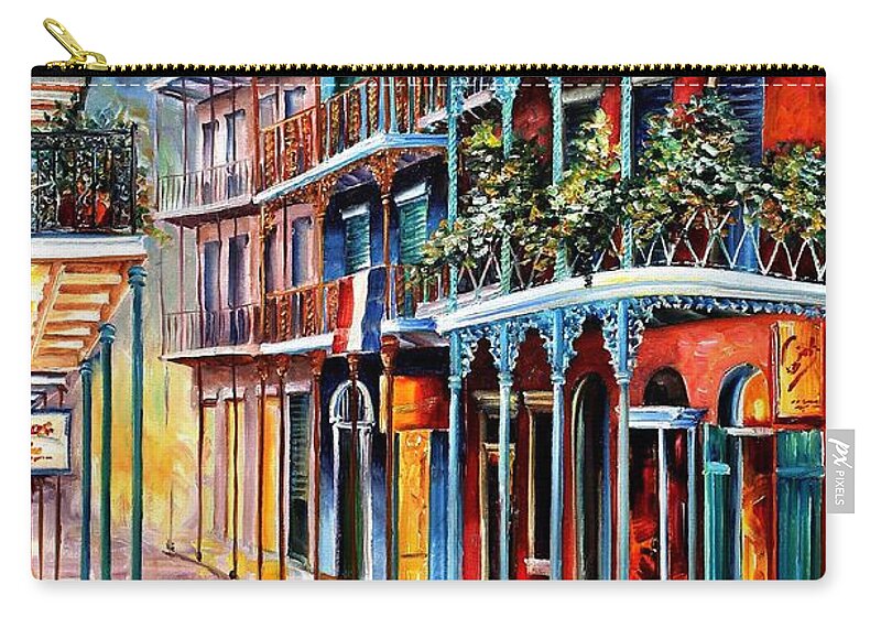 New Orleans Zip Pouch featuring the painting Sparkling French Quarter by Diane Millsap