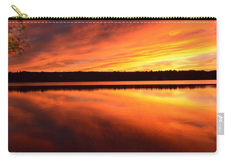Lake Zip Pouch featuring the photograph Spectacular Orange Mirror by Cindy Greenstein