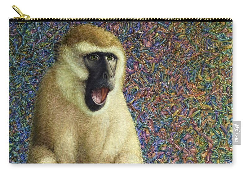 Monkey Zip Pouch featuring the painting Speechless by James W Johnson