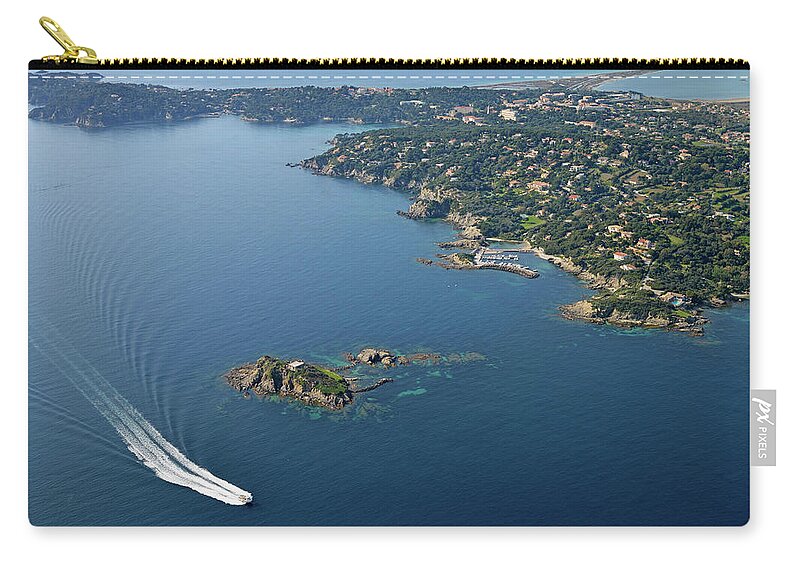 Wake Zip Pouch featuring the photograph Speeding Boat By Presquile De Giens by Sami Sarkis