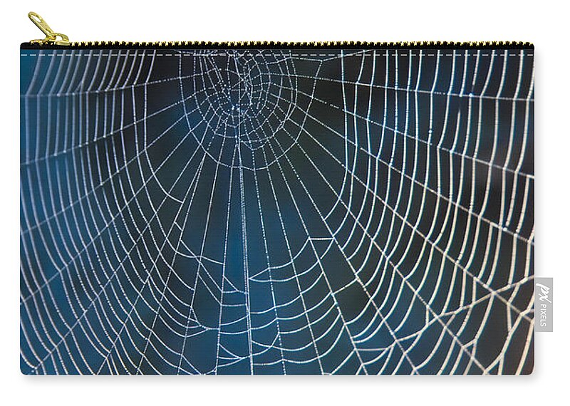 Spiderweb Zip Pouch featuring the photograph Spider's Net by Heiko Koehrer-Wagner