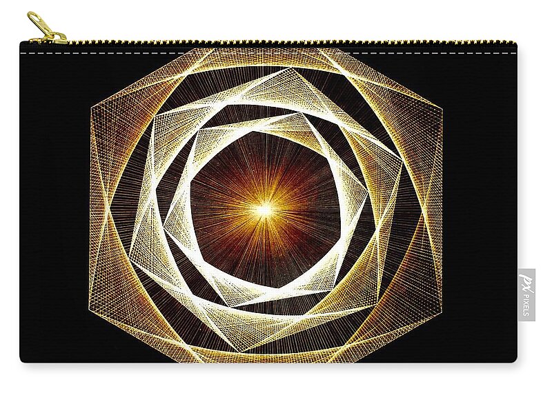 Fractal Zip Pouch featuring the drawing Spiral Scalar by Jason Padgett