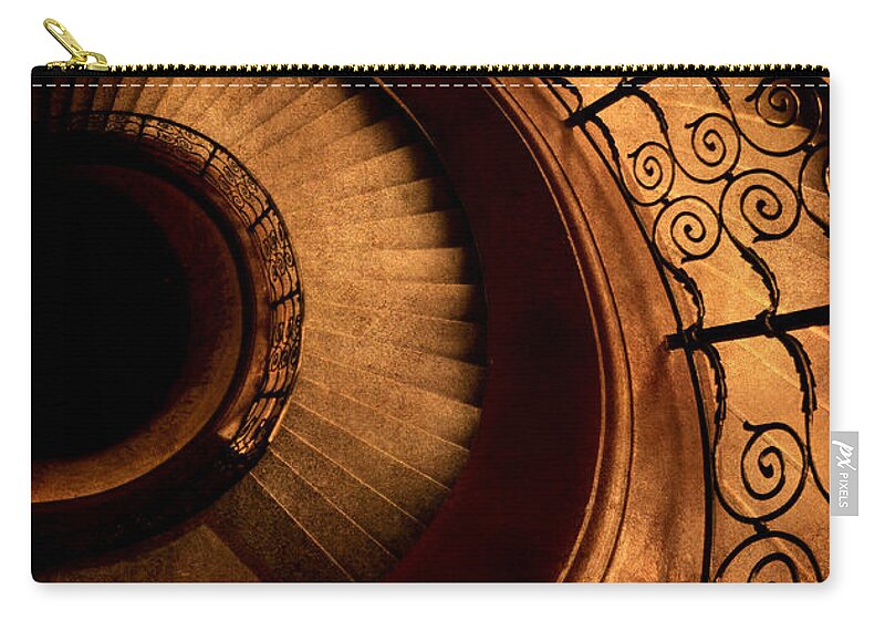 Staircase Zip Pouch featuring the photograph Spirals in brown by Jaroslaw Blaminsky