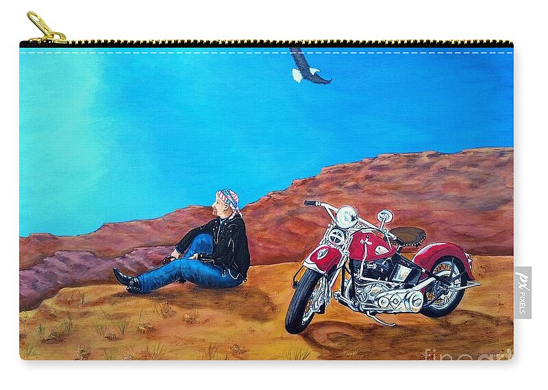 John Lyes Zip Pouch featuring the painting Spirit Eagle by John Lyes