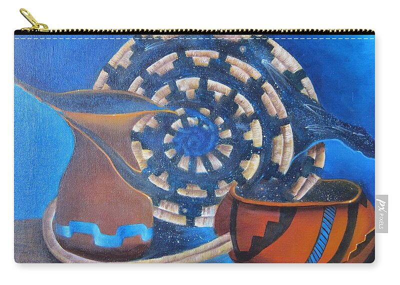 Curvismo Zip Pouch featuring the painting Spirit Legends by Sherry Strong