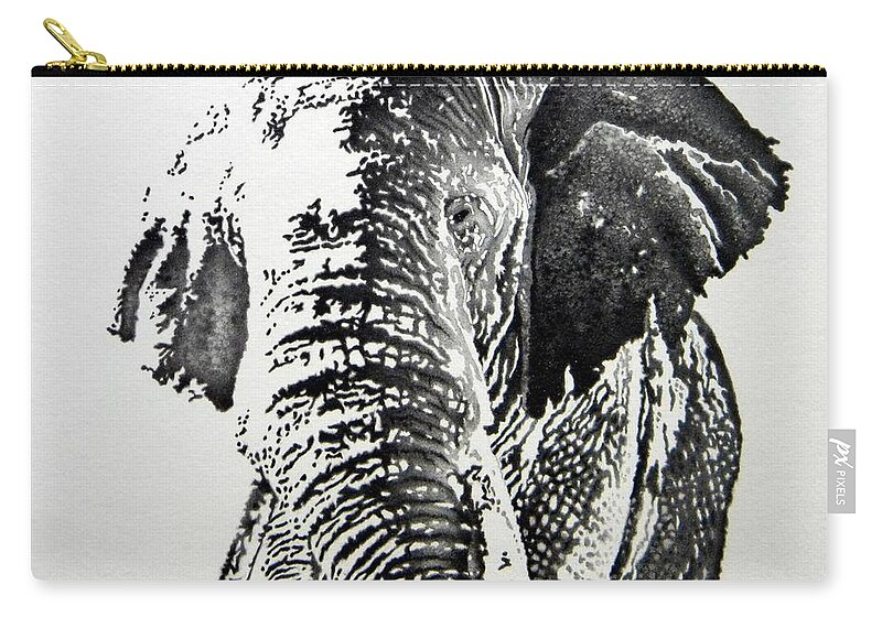 Elephant Zip Pouch featuring the drawing Spirit of the Serengeti by Stirring Images
