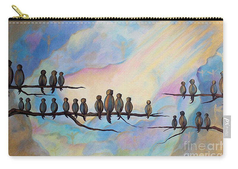 Birds Zip Pouch featuring the painting Spiritual Tribute by Stacey Zimmerman