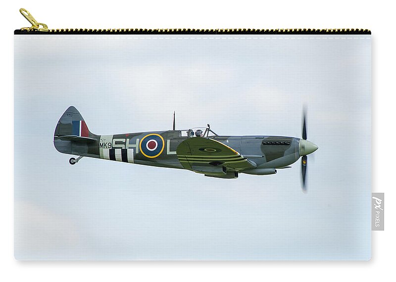 D-day Invasion Stripes Zip Pouch featuring the photograph Spitfire Mk IX by Gary Eason