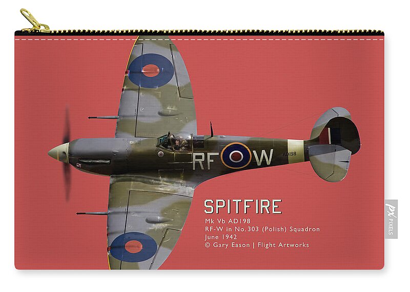 Spitfire Zip Pouch featuring the photograph Spitfire portrait - commissions welcome by Gary Eason