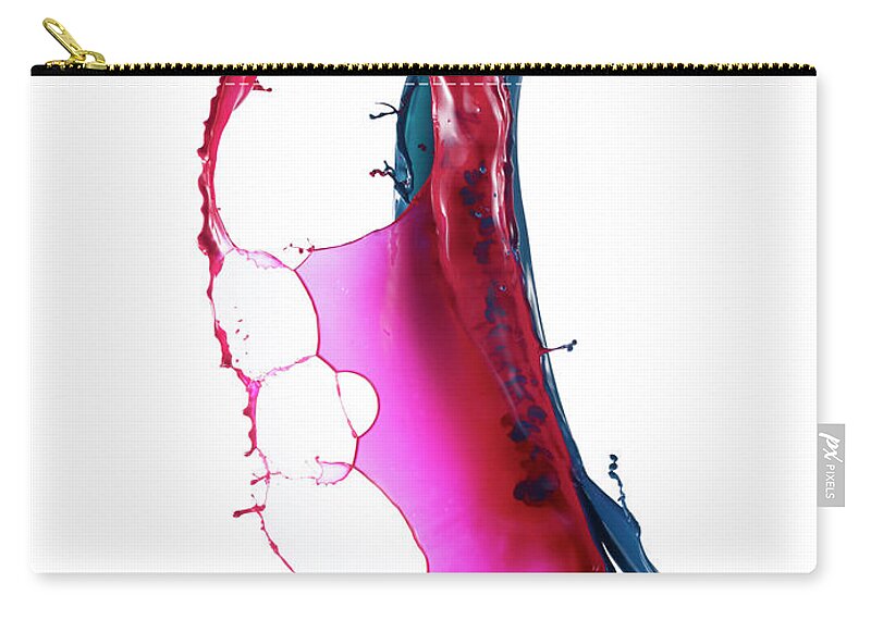 White Background Zip Pouch featuring the photograph Splashing Of The Color Paint by Level1studio
