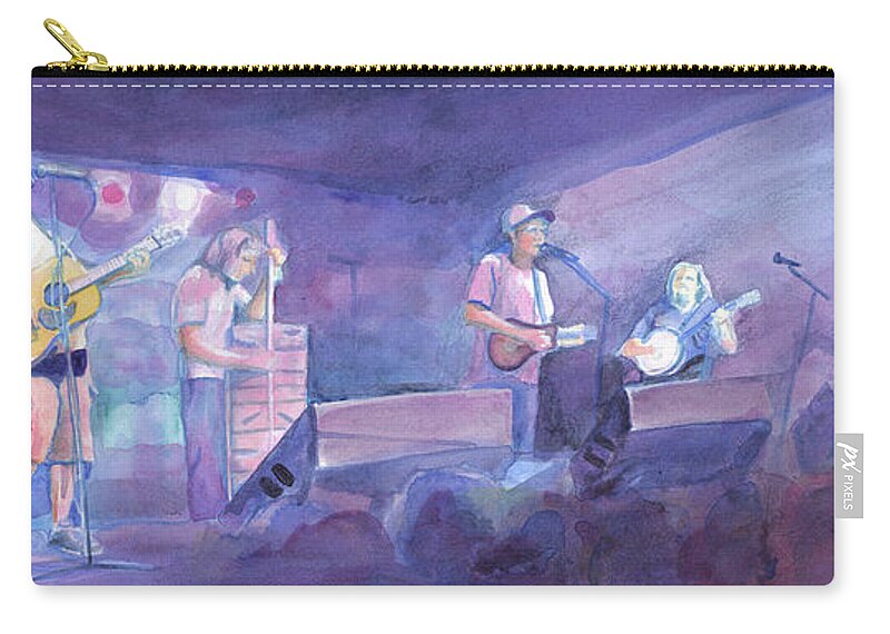 Split Lip Rayfield Zip Pouch featuring the painting Split Lip Rayfield Wakarusa 2005 by David Sockrider