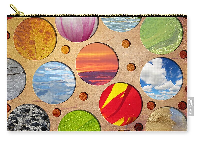 Nature Collage Zip Pouch featuring the digital art Spots of Nature by Shawna Rowe