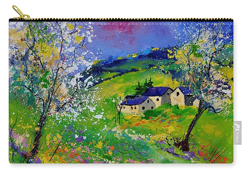 Landscape Zip Pouch featuring the painting Spring 774140 by Pol Ledent