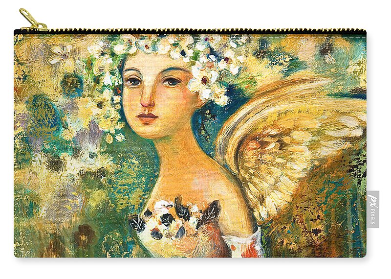 Angel Carry-all Pouch featuring the painting Spring Angel by Shijun Munns