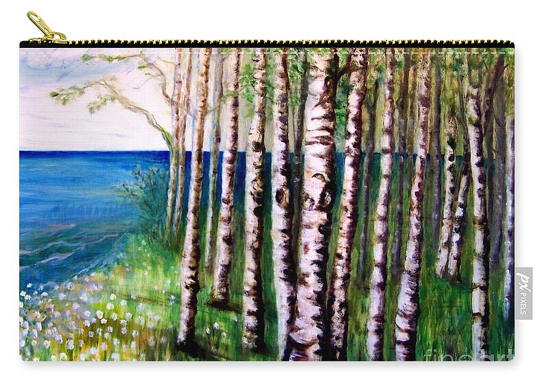 Oil Painting Carry-all Pouch featuring the painting Spring Birch by Deb Stroh-Larson