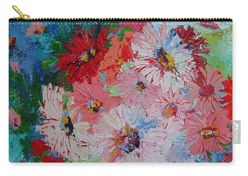 Palette Knife Zip Pouch featuring the painting Spring Bouquet by Chris Hobel