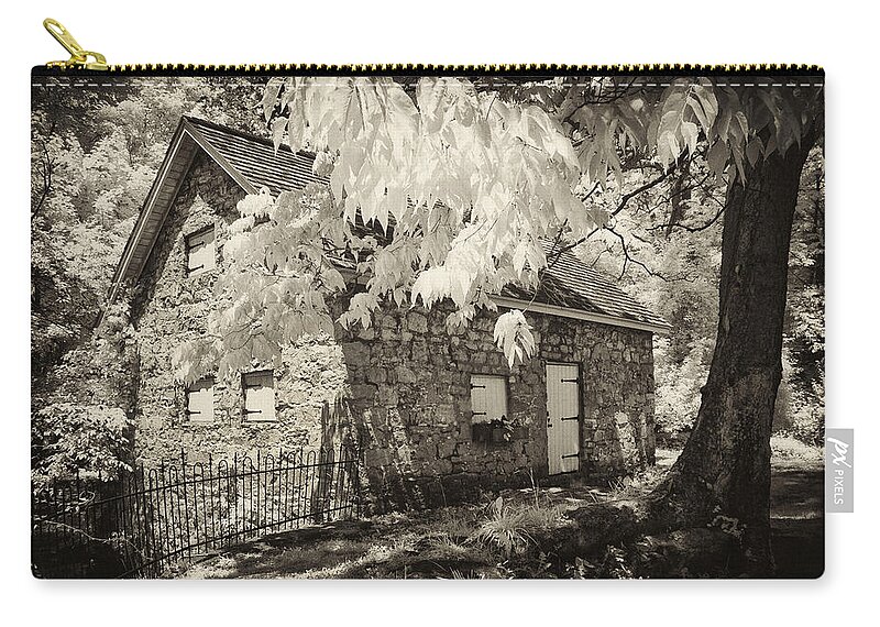 Infrared Zip Pouch featuring the photograph Spring Creek Mill by Paul W Faust - Impressions of Light
