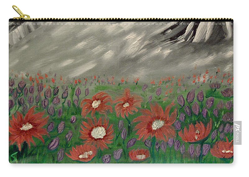 Spring Zip Pouch featuring the painting Spring Flowers in the Mountians by Suzanne Surber