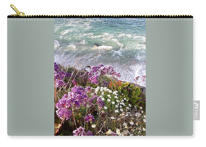 Waves Zip Pouch featuring the photograph Spring Greets Waves by Susan Garren