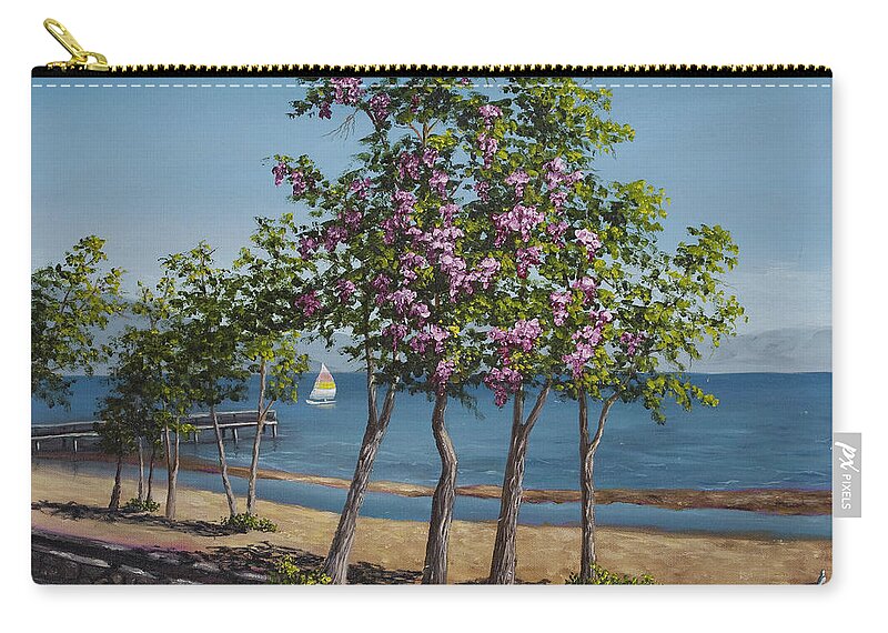Landscape Carry-all Pouch featuring the painting Spring in Kings Beach Lake Tahoe by Darice Machel McGuire