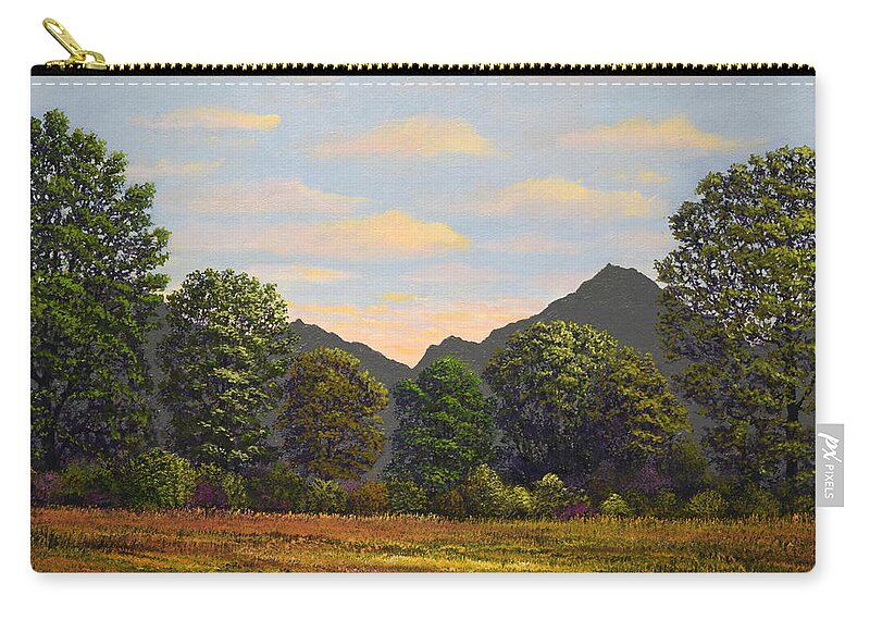 Spring Meadow At Sutter Buttes Zip Pouch featuring the painting Spring Meadow At Sutter Buttes by Frank Wilson