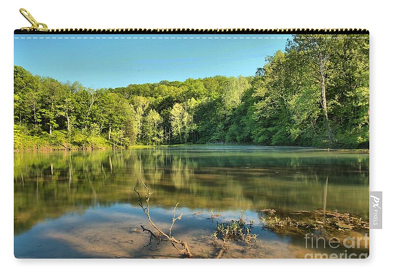 Spring Mill Lake Zip Pouch featuring the photograph Spring Mill Lake by Adam Jewell