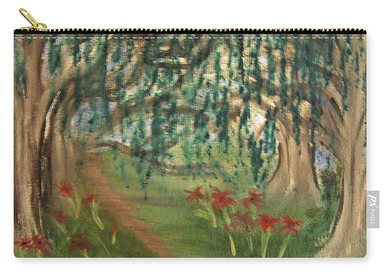 Trail Zip Pouch featuring the painting Spring Trail by Suzanne Surber