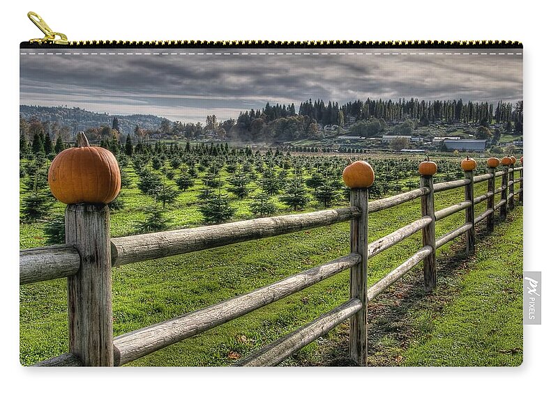 Pumpkin Zip Pouch featuring the photograph Springhetti Road Pumpkins by Spencer McDonald