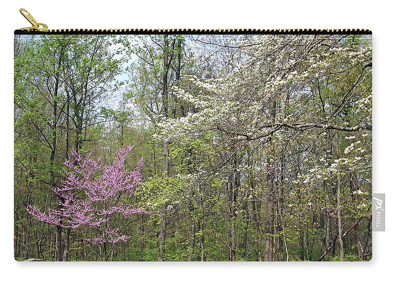 Dogwood Zip Pouch featuring the photograph Springtime In The Woods by Carol Senske