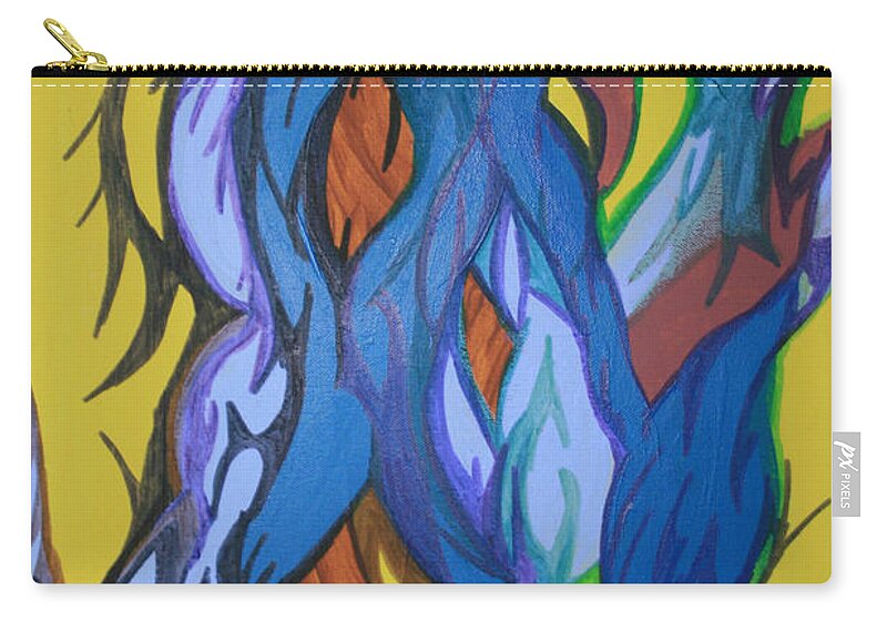 Growth Zip Pouch featuring the painting Sprouting Seed 2 by Mary Mikawoz
