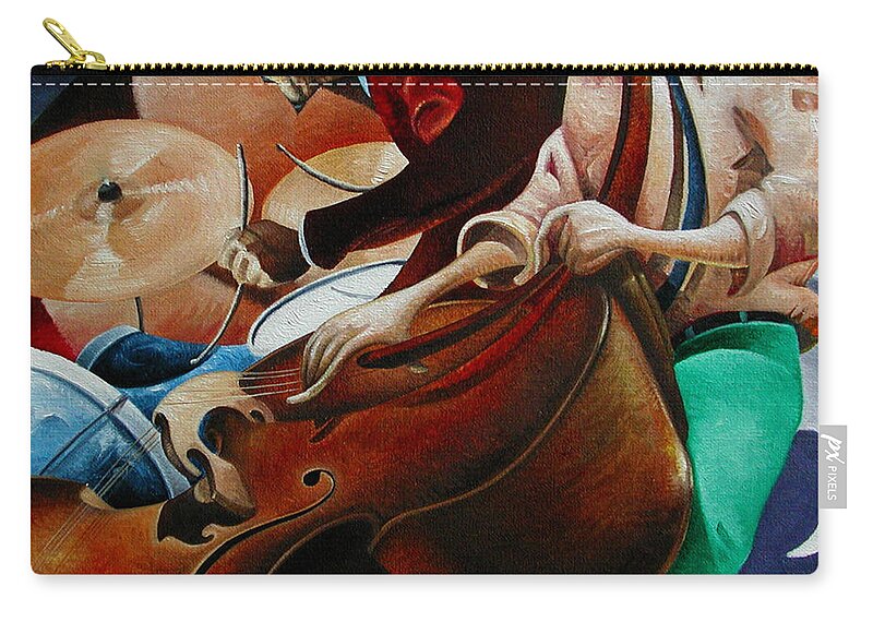 Jazz Zip Pouch featuring the painting Squared Jazz by T S Carson