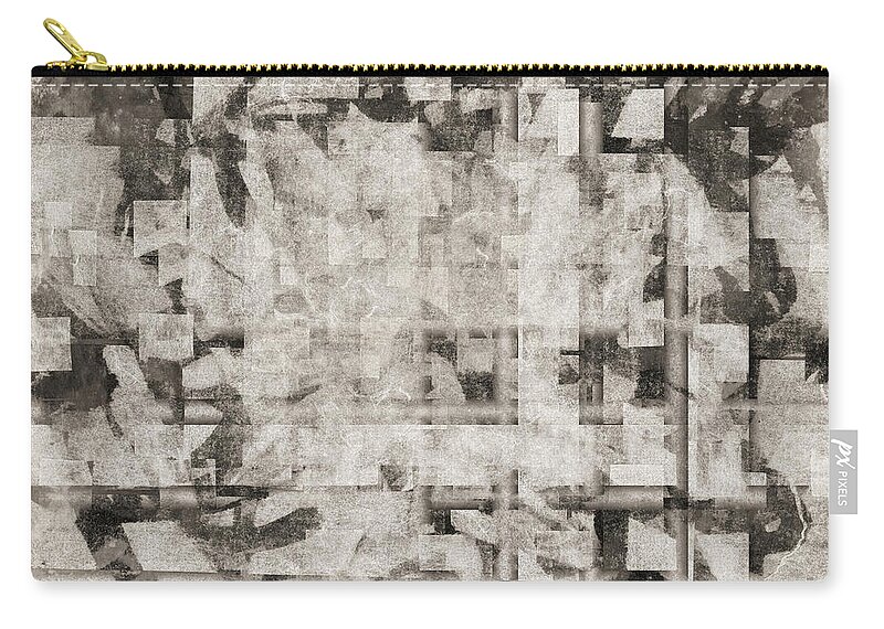 Monochrome Zip Pouch featuring the digital art Squares Squared Number 2 by Carol Leigh