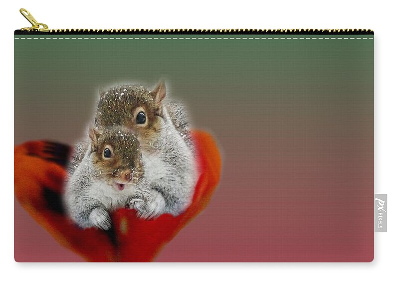 Squirrels Valentine Zip Pouch featuring the photograph Squirrels Valentine by Mike Breau